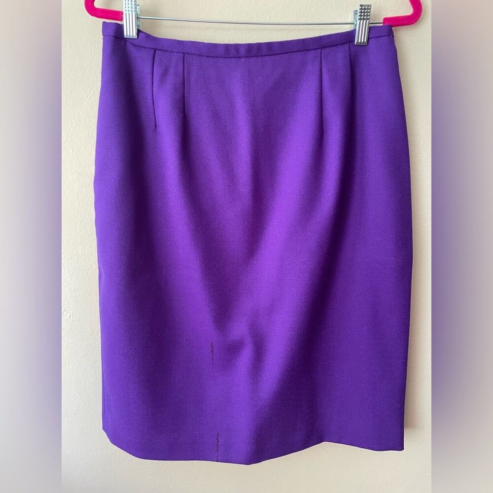Vintage Jos. A. Bank Purple 100% Wool Pencil Skirt Size 16